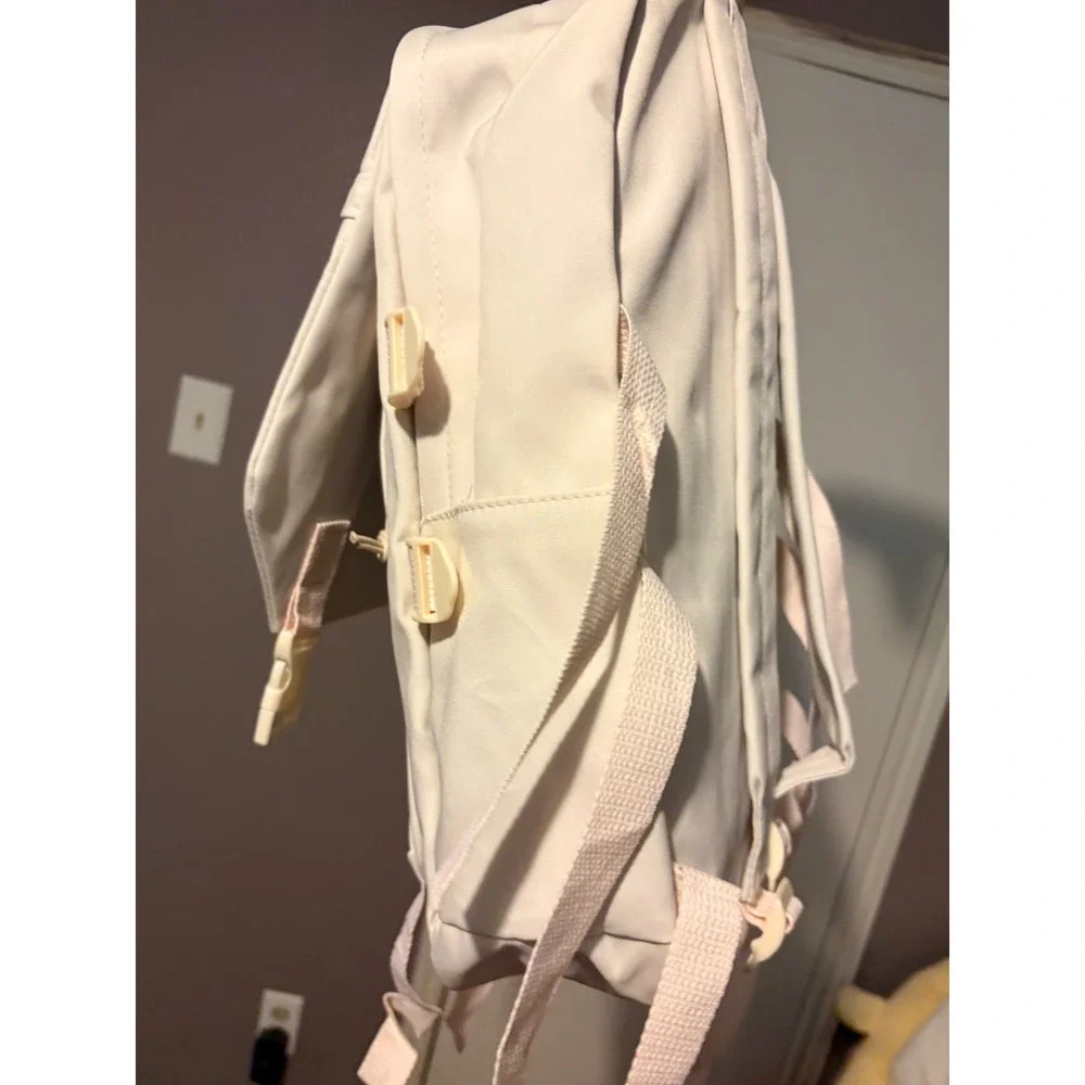 Back to School Backpack! Ivory Color with Stitch on Front Cover Flap with Pocket